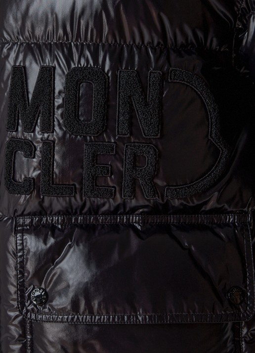Moncler Abbaye puffer jack met donsvulling en logoborduring - detail 6 zwart