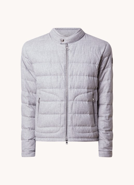 Moncler Acorus gewatteerd jack in kasjmierblend met donsvulling - voorkant 2 lichtgrijs