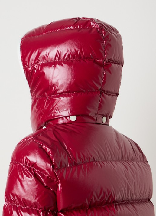 Moncler Andro pufferjack met donsvulling en afneembare capuchon - detail 6 kersenrood