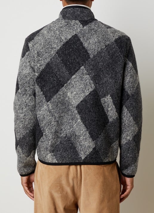 Moncler Argyle jack in wolblend met ritszakken - achterkant antraciet