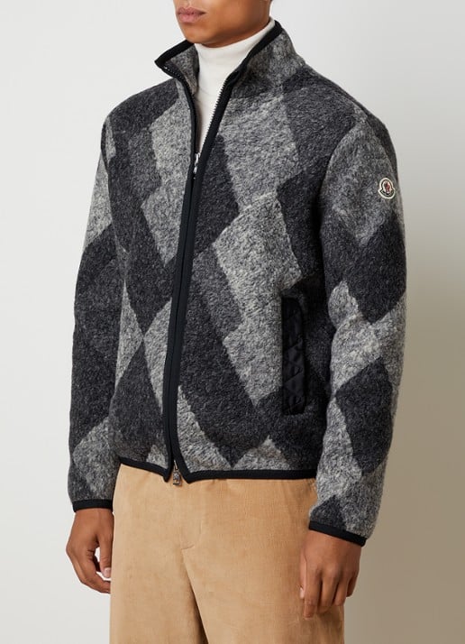 Moncler Argyle jack in wolblend met ritszakken - detail 4 antraciet