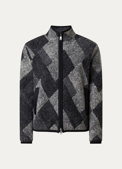 Moncler Argyle jack in wolblend met ritszakken - voorkant 2 antraciet