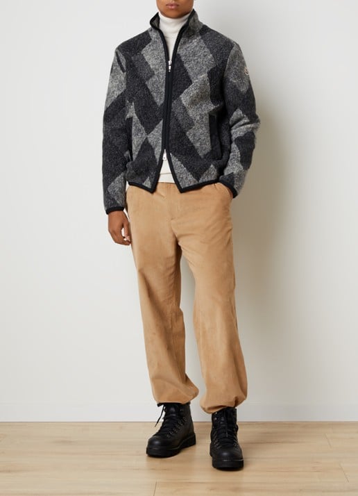 Moncler Argyle jack in wolblend met ritszakken - voorkant 3 antraciet