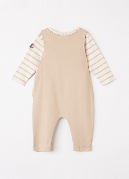 Moncler Babypak met streepprint en logo in giftbox - voorkant 3 beige