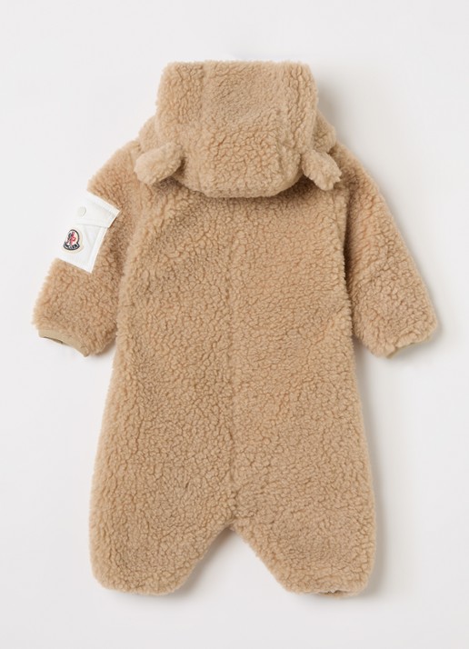Moncler Babypak van teddy - voorkant 2 beige