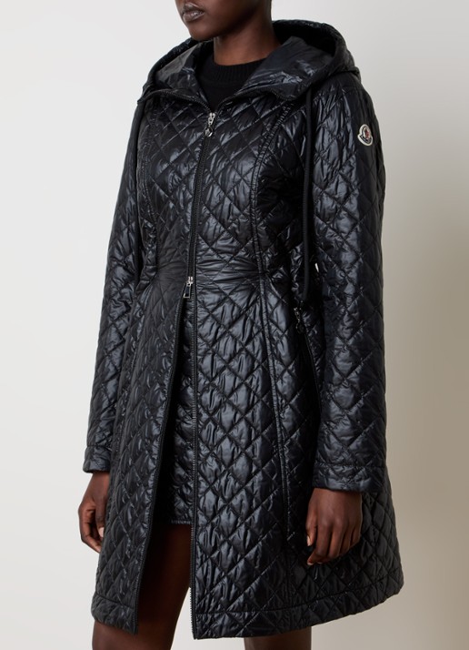 Moncler Bagnac gewatteerde jas met donsvulling en quilt patroon - detail 2 zwart