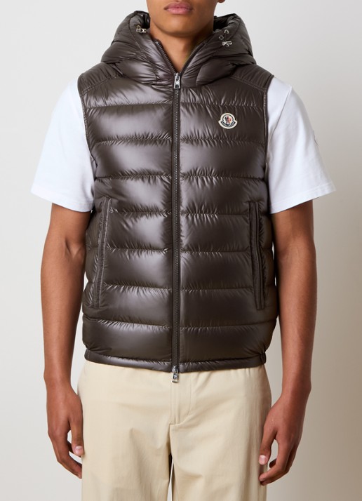 Moncler Barant gewatteerde bodywarmer met logo - detail lichtbruin