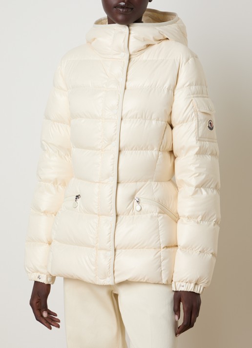 Moncler Barante gewatteerd jack met donsvulling en capuchon - detail 3 creme