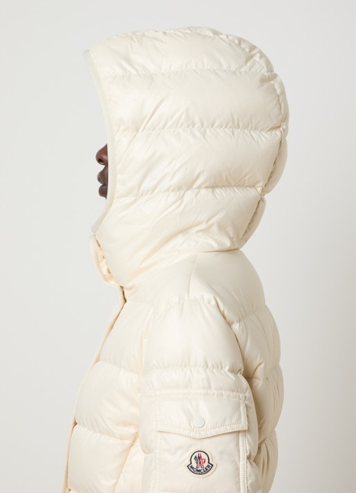 Moncler Barante gewatteerd jack met donsvulling en capuchon - detail 4 creme