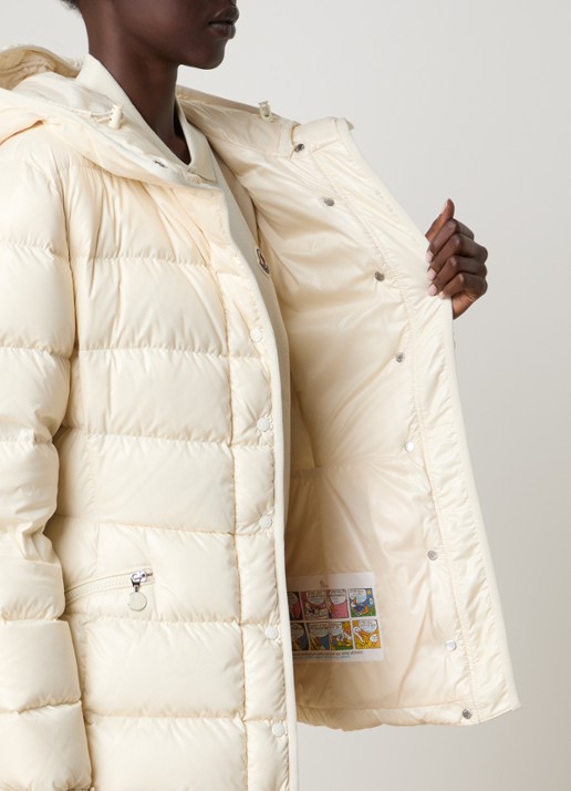 Moncler Barante gewatteerd jack met donsvulling en capuchon - detail 5 creme
