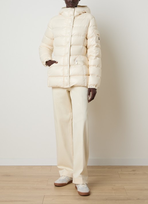 Moncler Barante gewatteerd jack met donsvulling en capuchon - voorkant 2 creme
