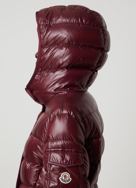 Moncler Barante gewatteerd jack met donsvulling en capuchon - detail 3 bordeauxrood