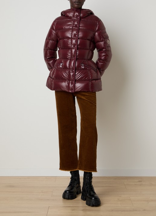 Moncler Barante gewatteerd jack met donsvulling en capuchon - voorkant 6 bordeauxrood