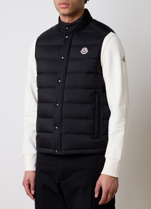 Moncler Barthe gewatteerde bodywarmer met donsvulling en logo - detail 2 zwart