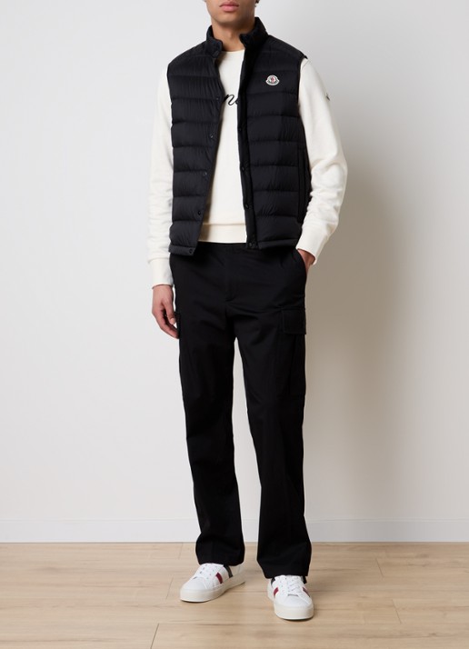 Moncler Barthe gewatteerde bodywarmer met donsvulling en logo - voorkant 6 zwart