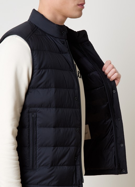Moncler Barthe gewatteerde bodywarmer met donsvulling en logo - detail 3 donkerblauw