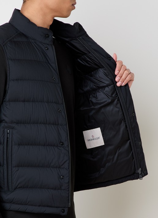Moncler Barthe gewatteerde bodywarmer met donsvulling en logo - detail 3 zwart