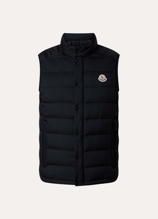 Moncler Barthe gewatteerde bodywarmer met donsvulling en logo - voorkant 5 zwart