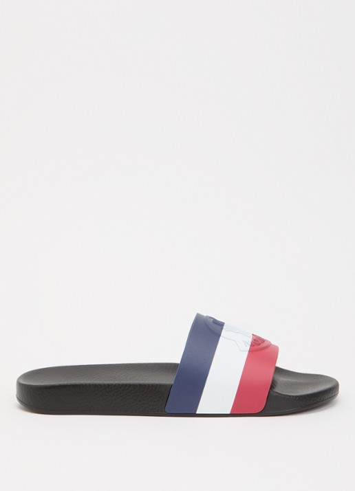 Moncler Basile slipper met streepprint en logo