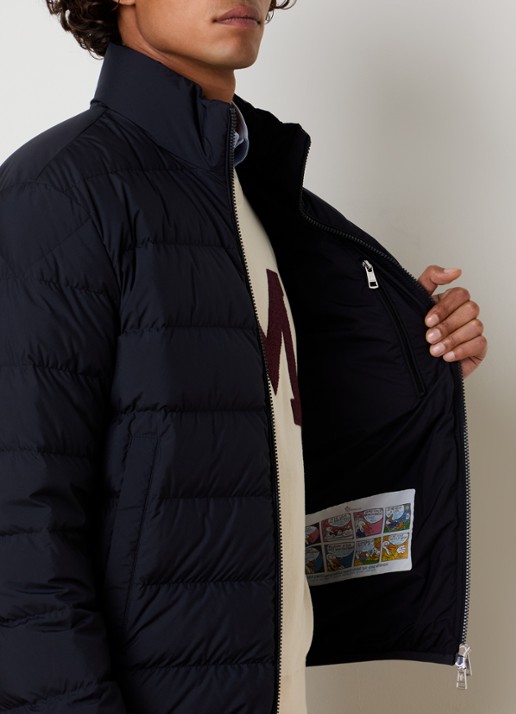 Moncler Baudinet puffer jack met donsvulling en logo - detail 3 donkerblauw