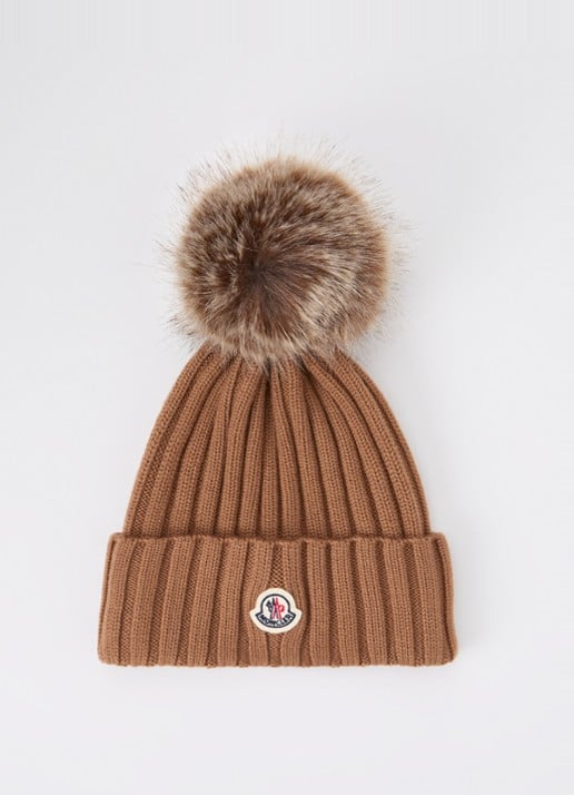 Moncler Berretto ribgebreide muts met logo