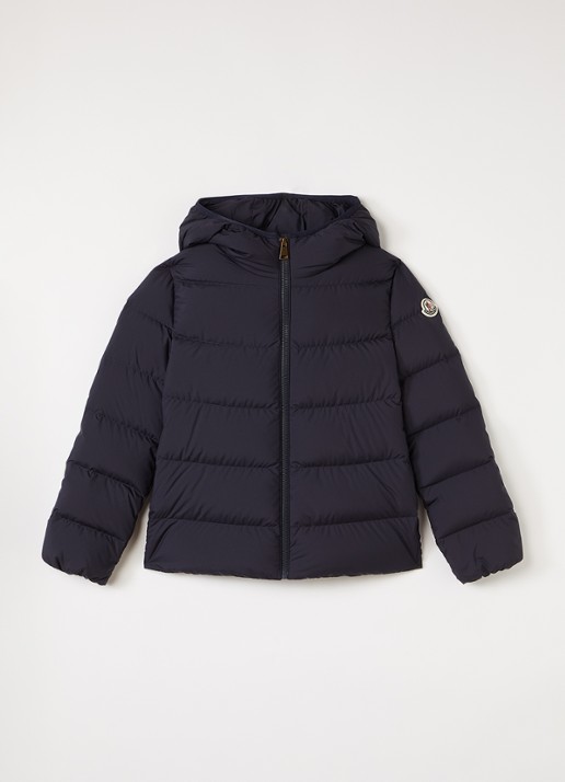 Moncler Beulah pufferjack met donsvulling en steekzakken  - voorkant donkerblauw