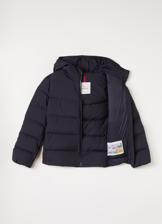 Moncler Beulah pufferjack met donsvulling en steekzakken  - voorkant 2 donkerblauw
