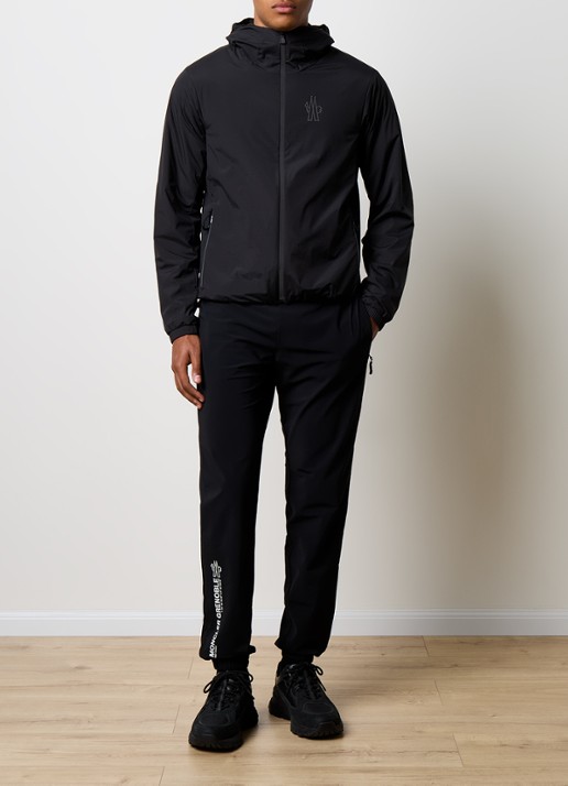 Moncler Bissen windjack met logo en capuchon  - voorkant 5 zwart
