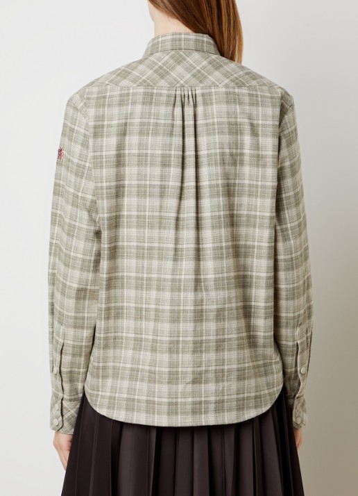 Moncler Blouse met ruitdessin en borstzakken - achterkant 3 mosgroen