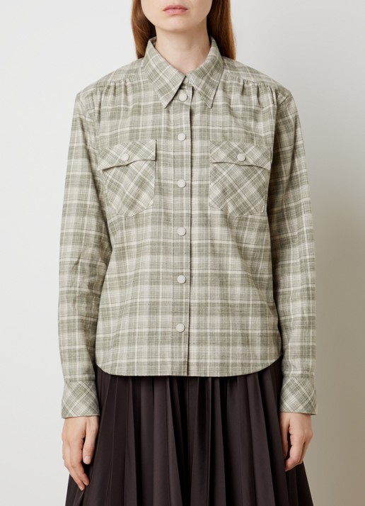 Moncler Blouse met ruitdessin en borstzakken - detail 4 mosgroen