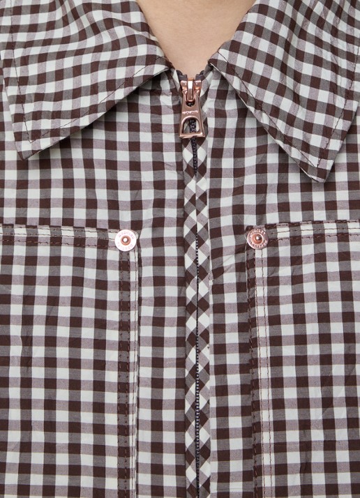 Moncler Blouse met ruitdessin en steekzakken - detail 5 bruin