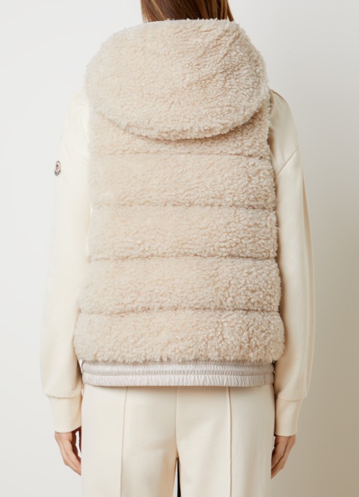 Moncler Bodywarmer van teddy met logo en steekzakken - achterkant 3 beige