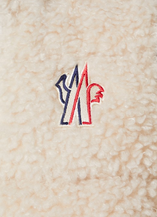 Moncler Bodywarmer van teddy met logo en steekzakken - detail 5 beige