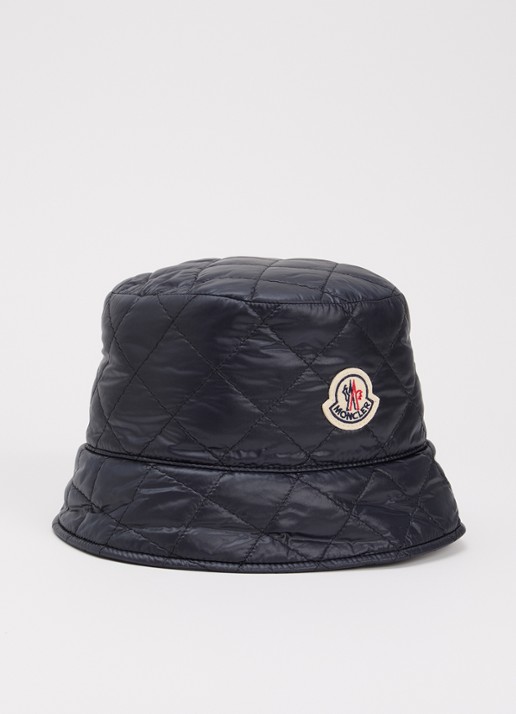 Moncler Bucket hoed met logo en quilt patroon