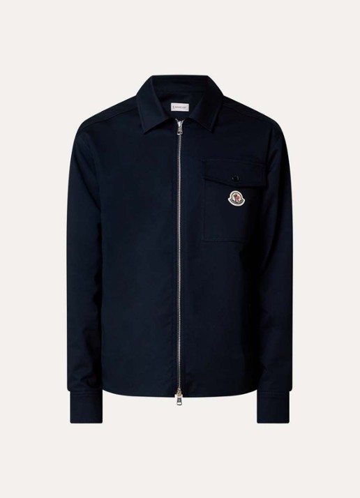 Moncler Camicia overshirt met borstzak - voorkant donkerblauw