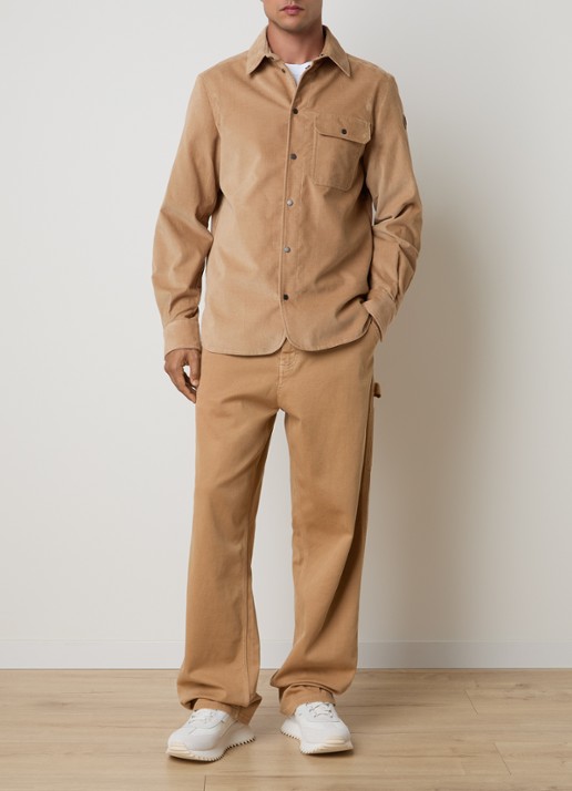 Moncler Camicia regular fit overhemd van corduroy met borstzak - voorkant 2 zand