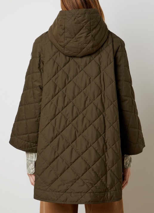 Moncler Cape met capuchon en steekzakken - achterkant bronsgroen