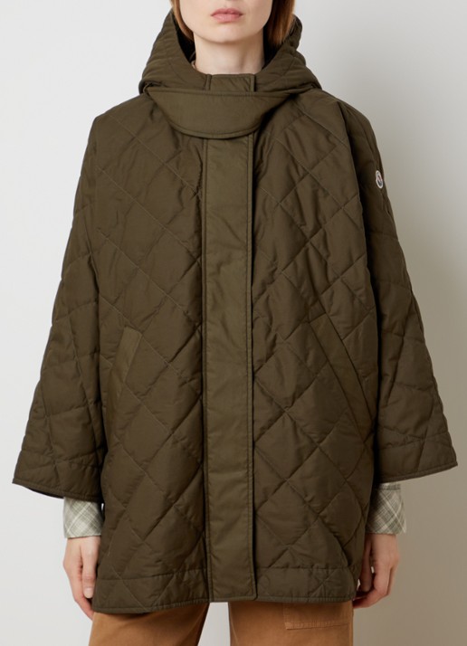 Moncler Cape met capuchon en steekzakken - detail 4 bronsgroen