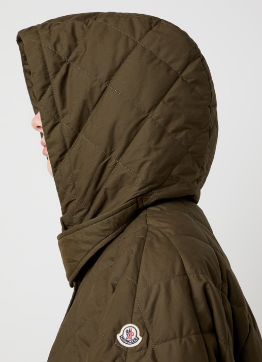 Moncler Cape met capuchon en steekzakken - detail 5 bronsgroen