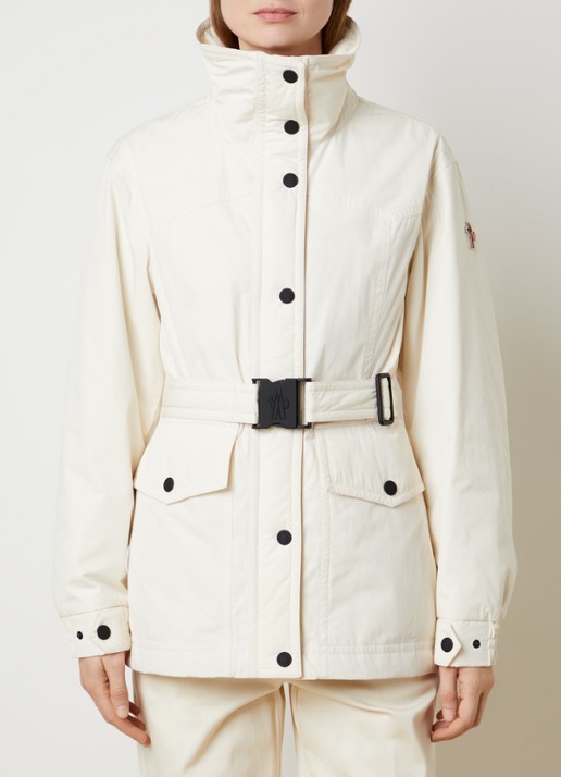 Moncler Caramany ski-jas met logo en opstaande kraag - detail naturel
