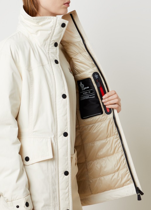 Moncler Caramany ski-jas met logo en opstaande kraag - detail 3 naturel