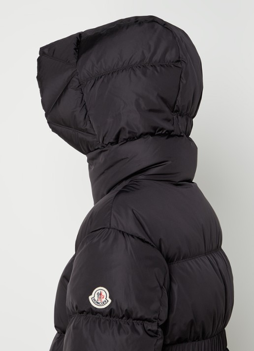 Moncler Catchet longline puffer jas met donsvulling en ritszakken  - detail 3 zwart