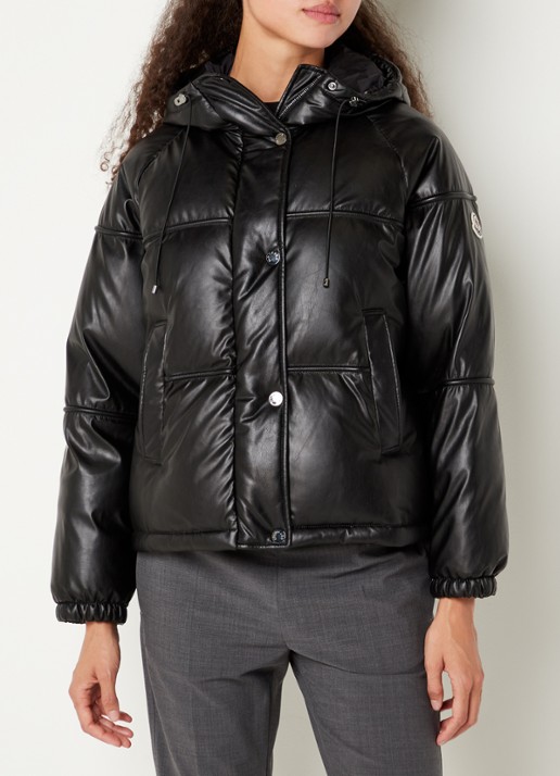 Moncler Clarabide puffer jack met donsvulling - detail 4 zwart