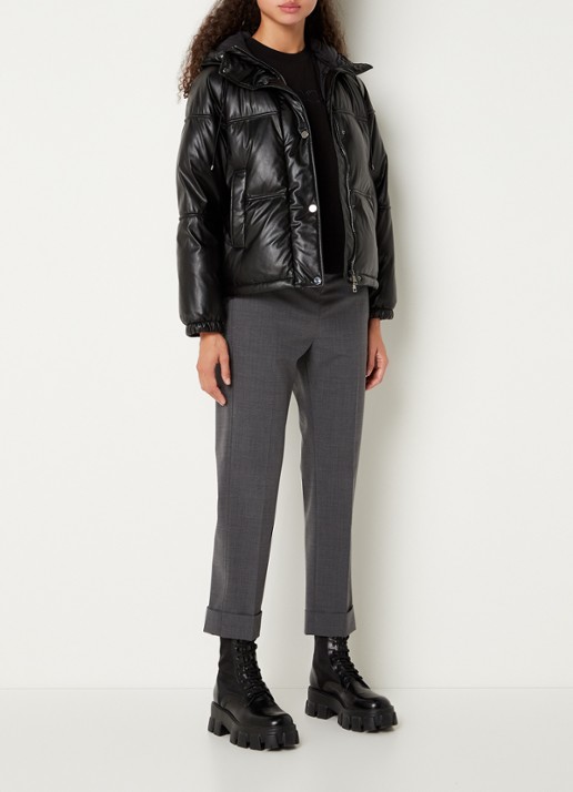 Moncler Clarabide puffer jack met donsvulling - voorkant 2 zwart