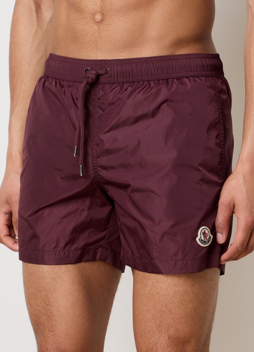 Moncler Classic zwemshorts met logo en steekzakken - detail 4 bordeauxrood