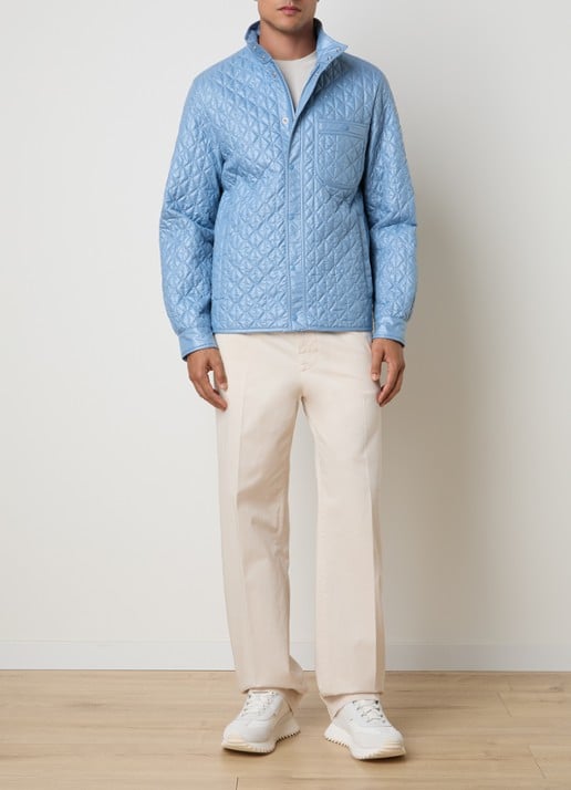 Moncler Cleorine gewatteed jack met quilt patroon en borstzak - voorkant 5 blauw