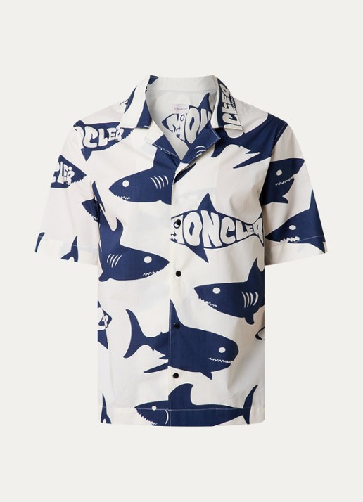 Moncler Comfort fit overhemd met print - voorkant 2 gebroken wit
