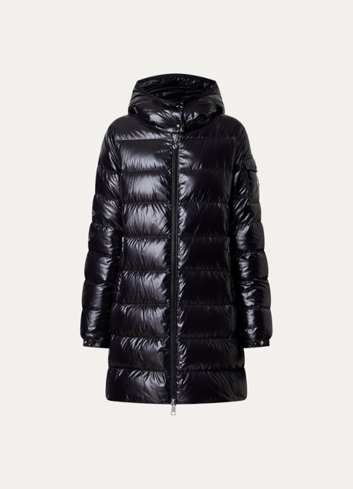Moncler Courcelles puffer jack met donsvulling en ritszakken - voorkant 4 zwart