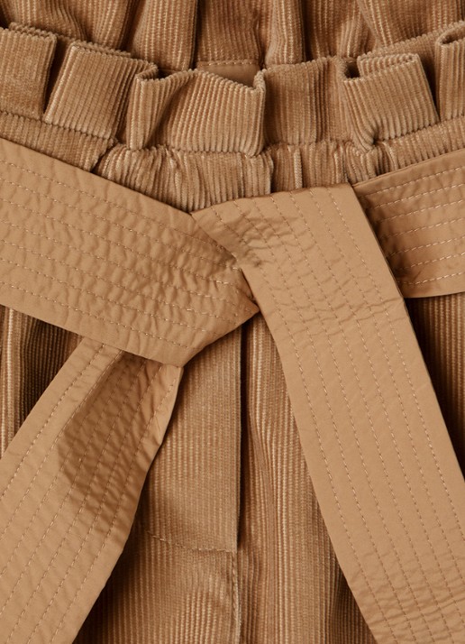 Moncler Culotte van corduroy met ceintuur - detail cognac
