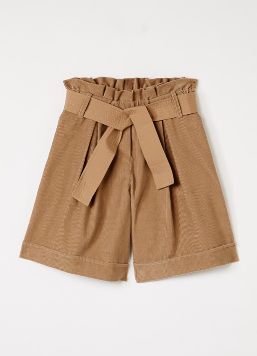 Moncler Culotte van corduroy met ceintuur - voorkant 2 cognac